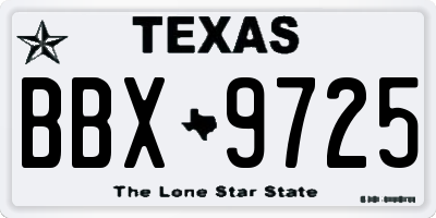 TX license plate BBX9725