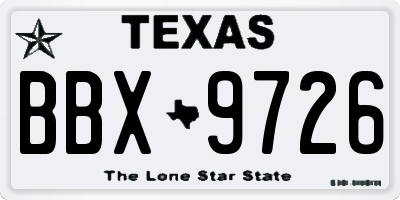 TX license plate BBX9726
