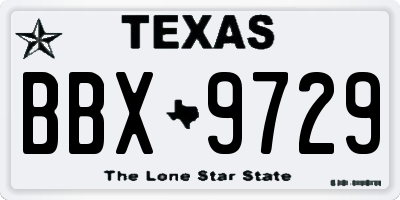 TX license plate BBX9729