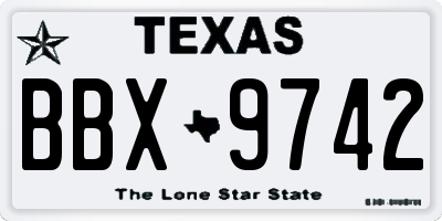 TX license plate BBX9742
