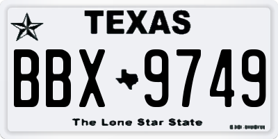 TX license plate BBX9749