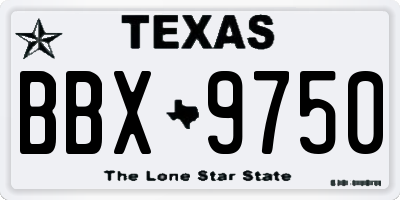 TX license plate BBX9750
