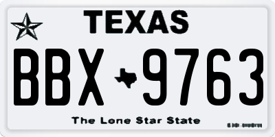 TX license plate BBX9763