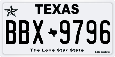 TX license plate BBX9796