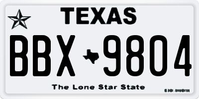 TX license plate BBX9804