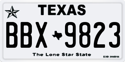 TX license plate BBX9823