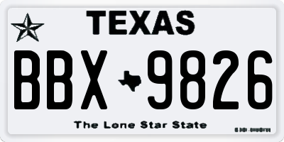 TX license plate BBX9826