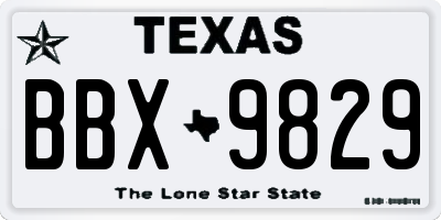 TX license plate BBX9829