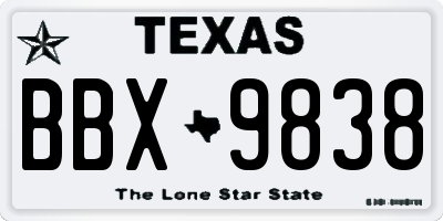 TX license plate BBX9838