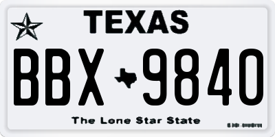 TX license plate BBX9840