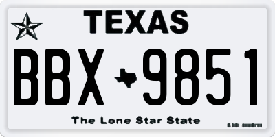 TX license plate BBX9851
