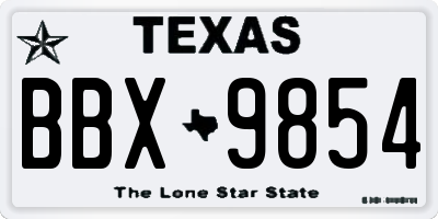 TX license plate BBX9854
