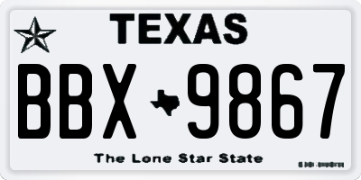 TX license plate BBX9867