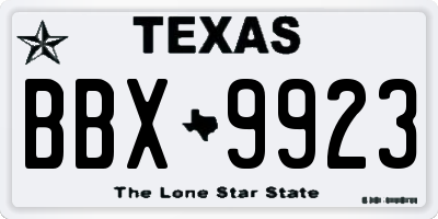 TX license plate BBX9923