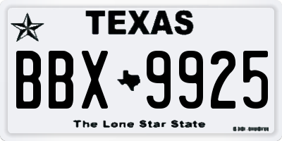 TX license plate BBX9925
