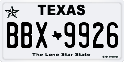 TX license plate BBX9926