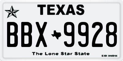 TX license plate BBX9928