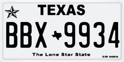TX license plate BBX9934