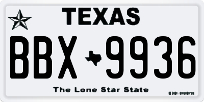 TX license plate BBX9936