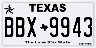 TX license plate BBX9943