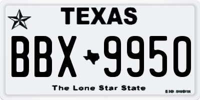 TX license plate BBX9950