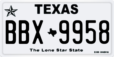 TX license plate BBX9958