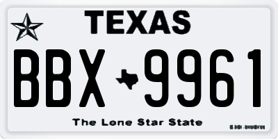 TX license plate BBX9961