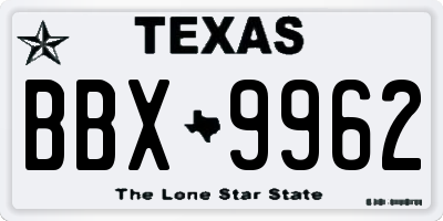 TX license plate BBX9962