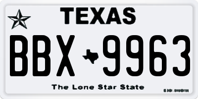 TX license plate BBX9963