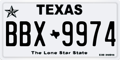 TX license plate BBX9974