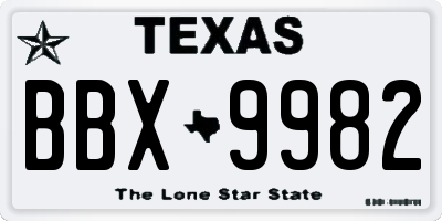 TX license plate BBX9982