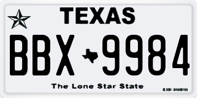 TX license plate BBX9984