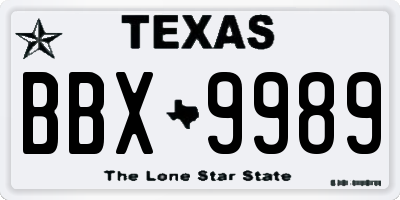 TX license plate BBX9989