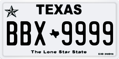 TX license plate BBX9999