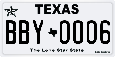 TX license plate BBY0006