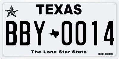 TX license plate BBY0014