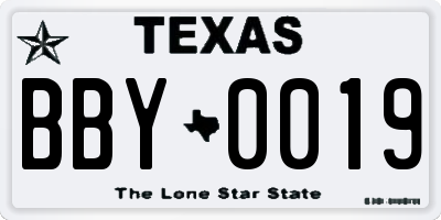 TX license plate BBY0019