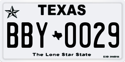 TX license plate BBY0029