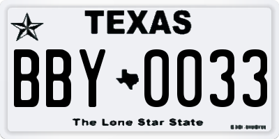 TX license plate BBY0033