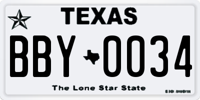 TX license plate BBY0034