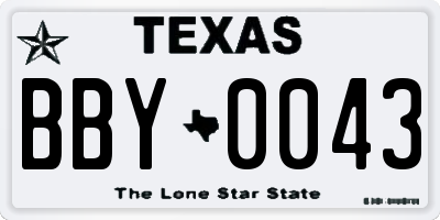 TX license plate BBY0043