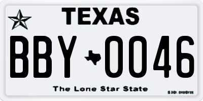 TX license plate BBY0046