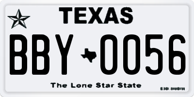 TX license plate BBY0056