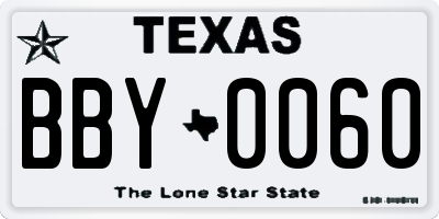 TX license plate BBY0060