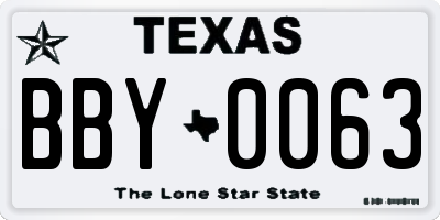 TX license plate BBY0063