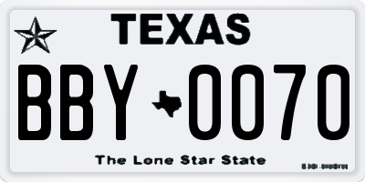 TX license plate BBY0070