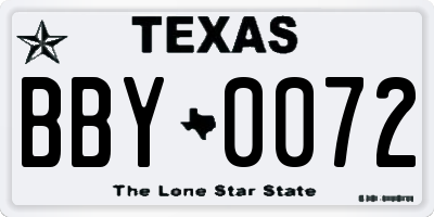 TX license plate BBY0072