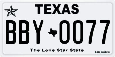 TX license plate BBY0077