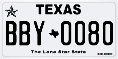TX license plate BBY0080