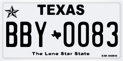 TX license plate BBY0083